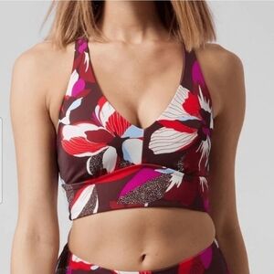 ATHLETA PLUNGE BIKINI TOP HERO BLOOM DECADENT CHOCOLATE SZ XL